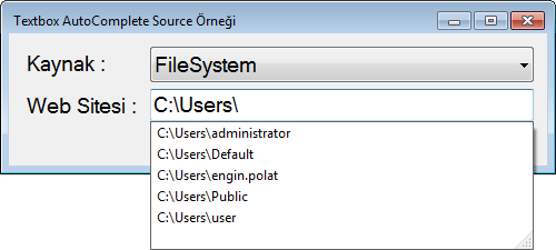 TextBox AutoCompleteSource FileSystem TextBox AutoCompleteSource FileSystem