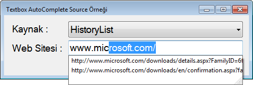 TextBox AutoCompleteSource History List TextBox AutoCompleteSource History List