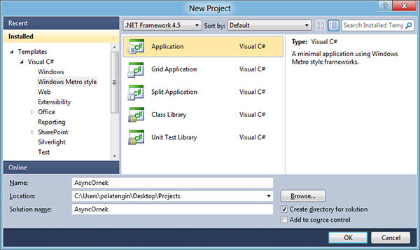 Visual Studio 2011 - Metro Style Application