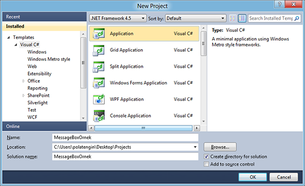 Visual Studio 2011 - Metro Style Application