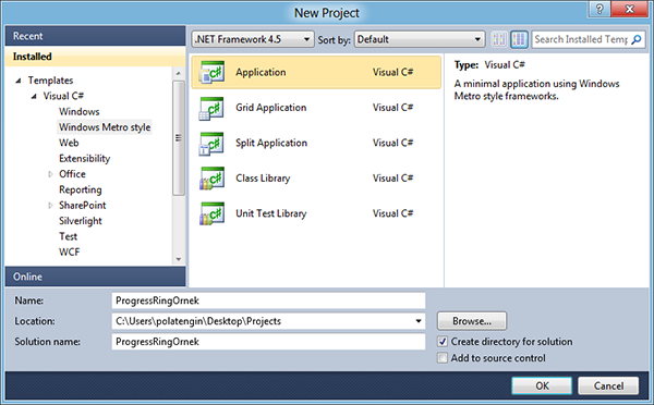 Visual Studio 2011 - Metro Style Application - ProgressRing