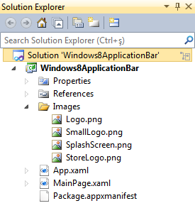 Visual Studio 2011 - Metro Style Project - Solution Explorer