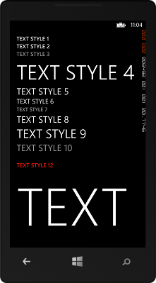 Text Styles Windows Phone 8 Application